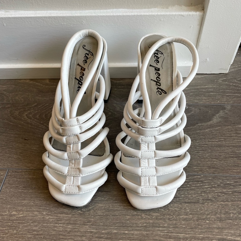 Free People “The Colette Cinched Heels” in White - Size US 8